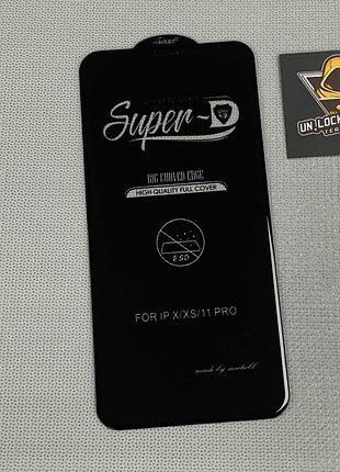 Захисне скло 5d full glue для iphone x | mietubl super | чорне, повне покриття, 9h