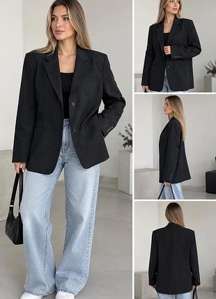 Трендовий чорний піджак h&m у стилі oversize (чоловічий крій) розмір м/ l