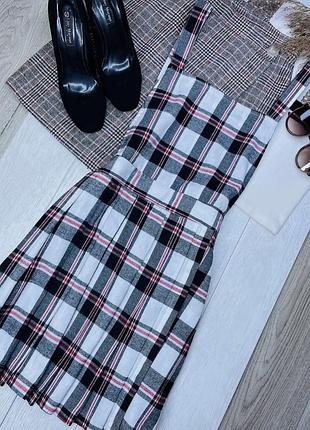 Осіння сукня boohoo xxl коротке плаття в клітинку сарафан з відкритою спиною