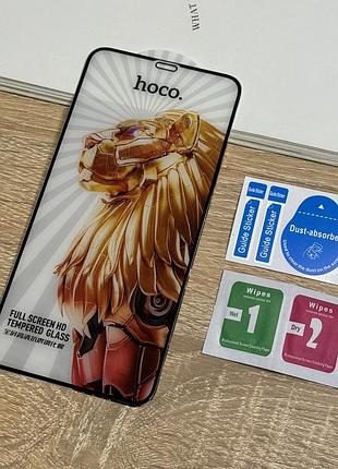 Защитное стекло для iphone xs max, прозрачное с рамкой hoco screen hd