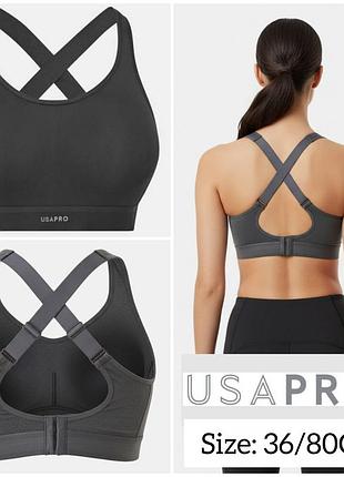 Серый спортивный топ Ausa pro high support sports charcoal, р. 36/80c