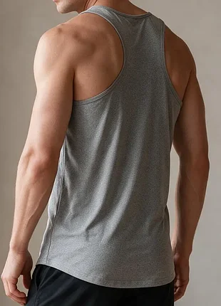 Майка мужская серая спортивная 🧵 хлопок эластичная 🎽 майка-борцовка racerback 🏋️ для зала тренировок и фитнеса l xl 52 54