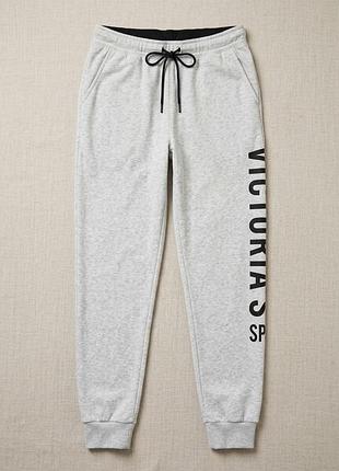 Жіночі утеплені джогери victoria's secret sport, на флісі, розмір l -xl сірий меланж