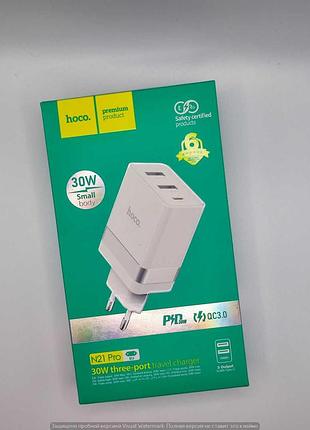 Мзп hoco n21 pro tourer 30w (2xusb + type-c) (white) 38129 38129 38129 hoco