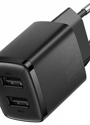 Мзп baseus compact 10,5w (2 usb) (black) 36716 baseus