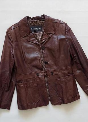 Винтажная кожаная куртка пиджак kenneth cole new york