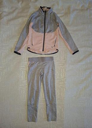 Спортивный костюм для девушек серый/розовый decathlon 123-130 см (7-8 лет)