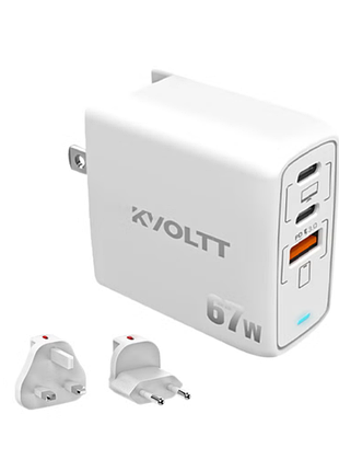 Сетевое зарядное устройство gan kvoltt 67w usb-a + 2xusb-c, быстрая зарядка для ноутбуков, телефонов и планшетов fast charger