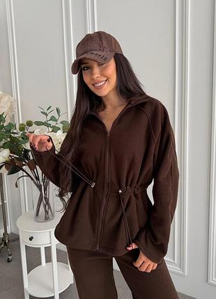 Костюм женский флисовый, бежевый, шоколадный