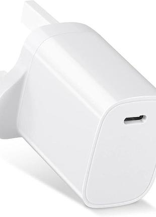 Зарядний пристрій yunfsailing pd 20w usb-c fast charger (yx-pd01a) / мережевий адаптер швидкої зарядки type-c uk plug