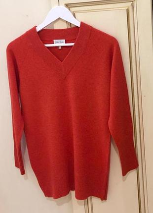 Джемпер жіночий peter hahn cashmere merino thick ribbed v-neck bright orange
