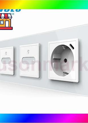 Bs умный проходной сенсорный best mix димер livolo 2 сенсоры (1-1) с розеткой с usb type-c 18вт, белое bas77/n