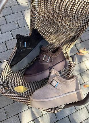 Уггі жіночі ugg на платформі, чорні, коричневі, бежеві