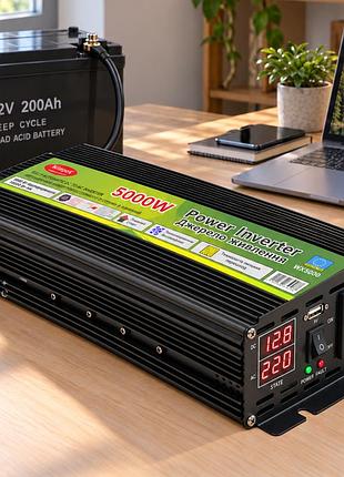 Інвертор перетворювач напруги 12в–220в wimpex 5000w від акумулятора 12в, реальна номінальна потужність 3000вт, wx-5000w