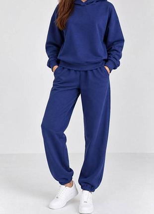 Спортивний костюм жіночий однотонний, колір синій, 244r1008-11 xl, 50, xl