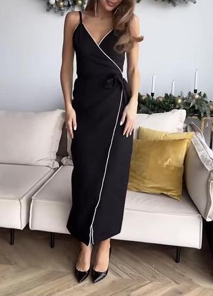 Вечірня жіноча сукня чорна з блискучою оборкою, one size