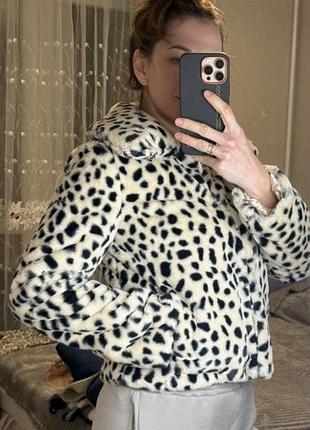 Шубка з принтом денді еко шуба леопадр полкшубок