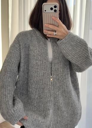 Мохеровий кардиган oversize на блискавці