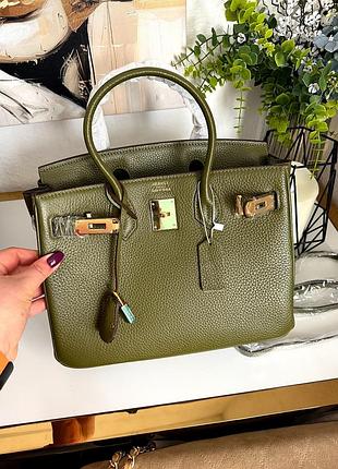 💚h. birkin 30 натуральная кожа сумка биркин оливковая зелёная премиум люкс
