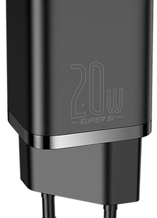 Мзп baseus super silicone quick charger charger 20w (type-c) (black) 30696