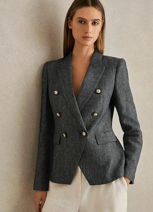 Двубортний блейзер жакет reiss льон коттон