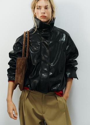 Zara 🛍 кожаная pu куртка бомбер s, m, l, xl