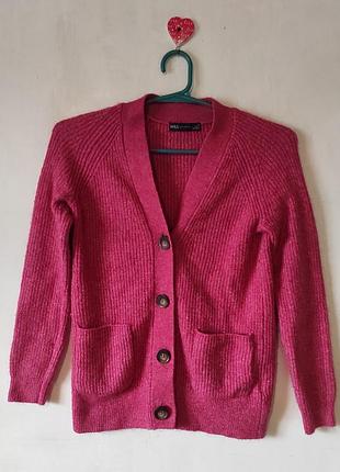 Яскраво-рожевий кардиган marks & spencer (m&s), розмір xs (42)