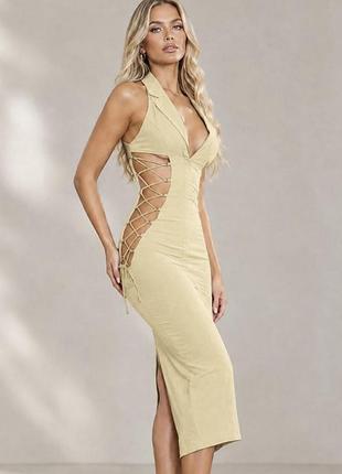Распродажа платье блейзер prettylittlething миди с вырезами и шнуровкой