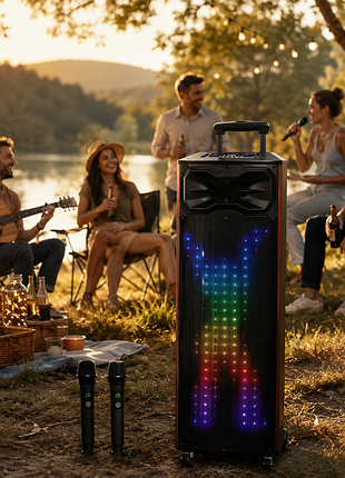 Портативна колонка t8 / акустична колонка ukc t8 pro / bluetooth, fm, karaoke акустична система