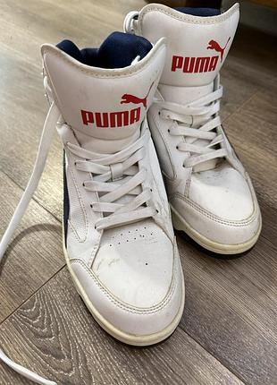 Вживані кросівки бренду puma «sample» в 42 розмірі білого кольору з темно-синіми та червоними акцентами