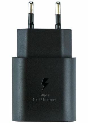 Мережевий зарядний пристрій samsung 25w type-c 1usb-c 100-240v чорний для смартфонів і планшетів