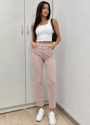 Розовые джинсы skinny mom розовые джинсы женские джинсы пудра пудровые джинсы slim mom