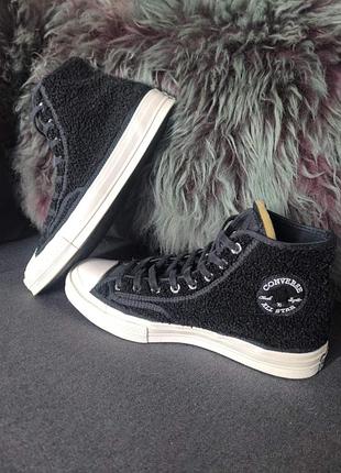 Черные высокие утепленные зимние кеды конверс converse all star chuck taylor размер 42,5