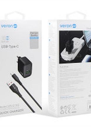 Заряднее устройство home charger 18w 1u usb c cable (1m) veron vr-c15q