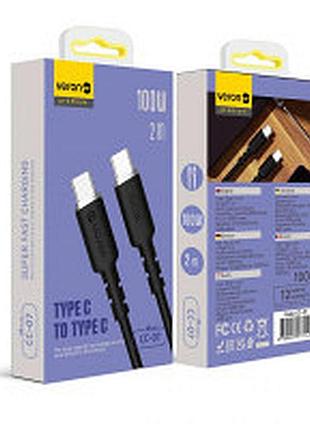 Заряднее устройство адаптер для мобильного телефона silicone cable usb c to c 100w (2m) veron cc07 black