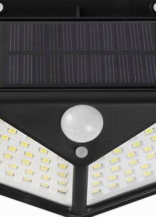 Вуличний ліхтар настінний сонячний з датчиком руху 100 led для освітлення фасадів воріт і дворових зон