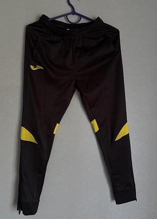 Чорні спортивні штани joma оригінал з жовтими вставками, розмір xs /14y