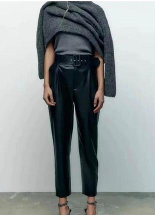 Широкі шкіряні штани zara з поясом