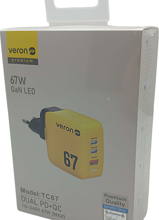 Заряднее устройство home charger 67w gan 2 pd qc3.0 veron tc-67