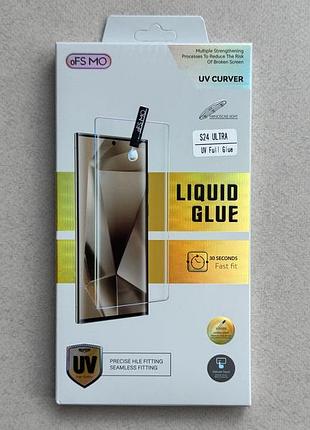 Samsung galaxy s24 ultra захисне скло з уф-клеєм, протиударне, повністю прозоре, uv 3d
