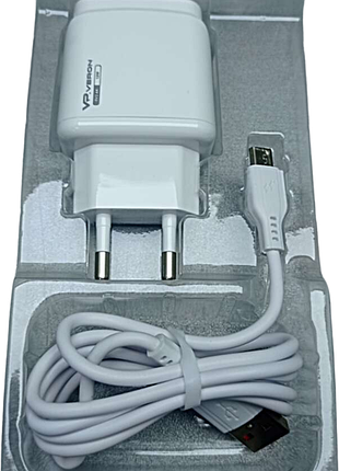 Заряднее устройство сзу veron vr-c12m set (micro) 2 usb 2.4a white