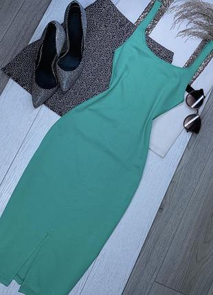 Зелена міді сукня zara s трикотажне плаття футляр плаття з квадратним вирізом зара