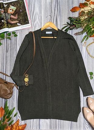 Оливковый удлиненный кардиган из вискозы в рубчик primark #4896