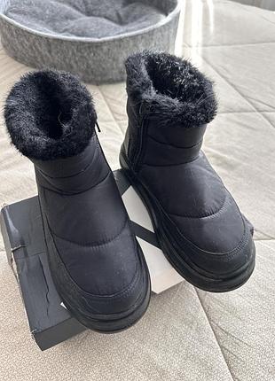 Черевики для дівчинки zara водонепроникні зимові чорні 35 розмір