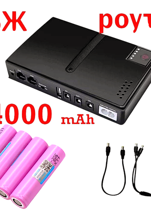 Джерело безперебійного живлення +14000 mah dc1018l дбж ups 14000 mah 5v/9v/12v чорний