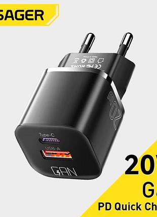 Зарядний пристрій essager 20w es-cd31 gan pd чорний