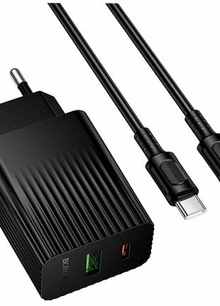 Сетевое зарядное устройство 30вт 2 usb type-c 100-240 в borofone bas76a черный