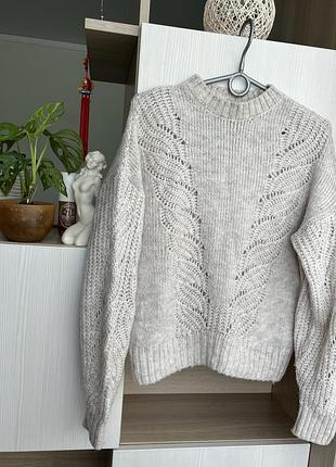 Жіночий  ажурний кремовий вʼязаний светрик next s/m теплий жіночий  ажурний светр  вʼязка/кремовий теплий светрик