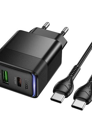 Сетевое зарядное устройство hoco cs112a 30w быстрая зарядка qc pd 2 usb type-c черный