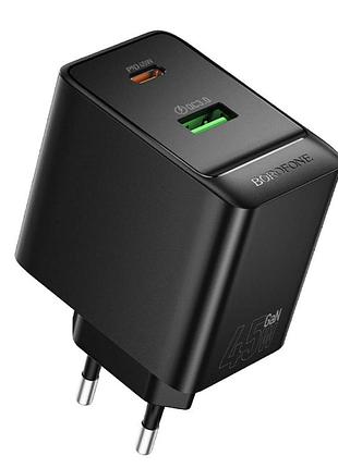 Сетевое зарядное устройство pd45w+qc3.0 gan borofone bas16a erudite